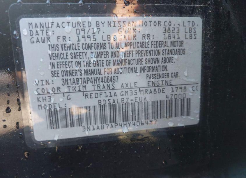 Photo 9 of 2017 Nissan Sentra S (VIN 3N1AB7AP4HY406497)