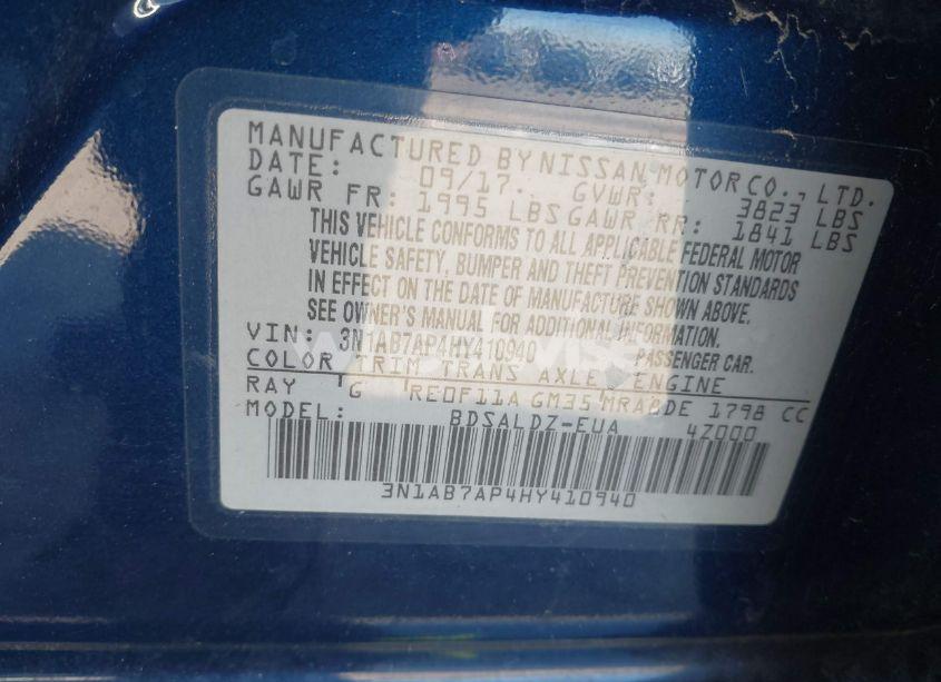 Photo 9 of 2017 Nissan Sentra SV (VIN 3N1AB7AP4HY410940)