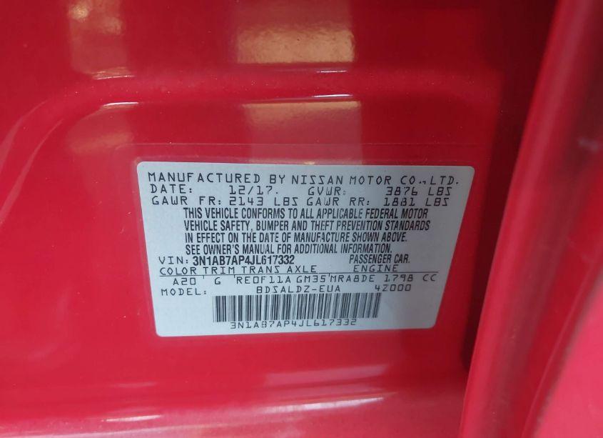 Photo 9 of 2018 Nissan Sentra SV (VIN 3N1AB7AP4JL617332)