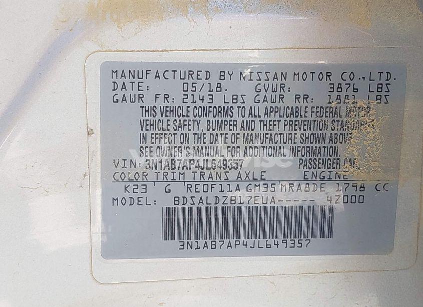 Photo 9 of 2018 Nissan Sentra SV (VIN 3N1AB7AP4JL649357)