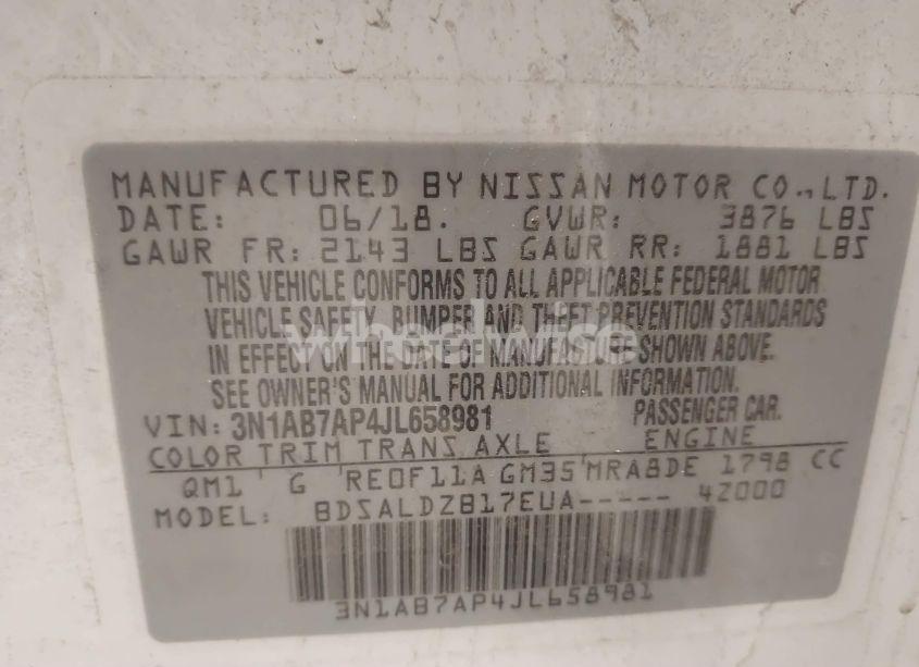Photo 9 of 2018 Nissan Sentra SV (VIN 3N1AB7AP4JL658981)