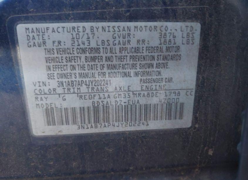 Photo 9 of 2018 Nissan Sentra SV (VIN 3N1AB7AP4JY202241)