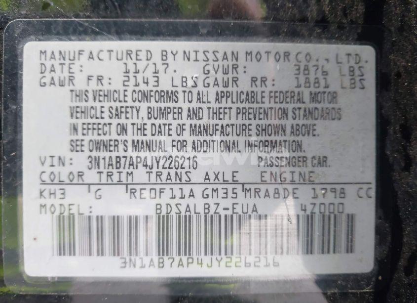 Photo 9 of 2018 Nissan Sentra S (VIN 3N1AB7AP4JY226216)