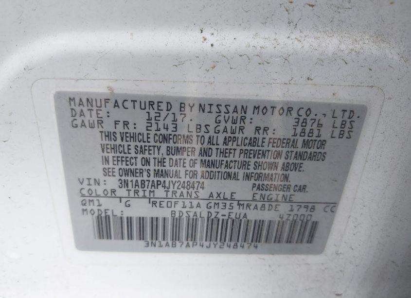 Photo 9 of 2018 Nissan Sentra SV (VIN 3N1AB7AP4JY248474)