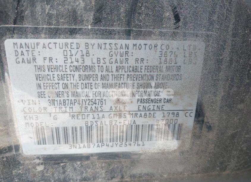 Photo 9 of 2018 Nissan Sentra S (VIN 3N1AB7AP4JY254761)