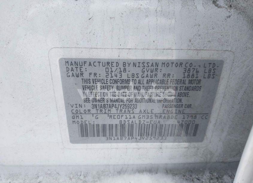 Photo 9 of 2018 Nissan Sentra SV (VIN 3N1AB7AP4JY259233)