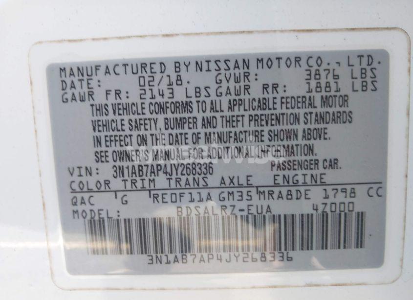 Photo 9 of 2018 Nissan Sentra SR (VIN 3N1AB7AP4JY268336)
