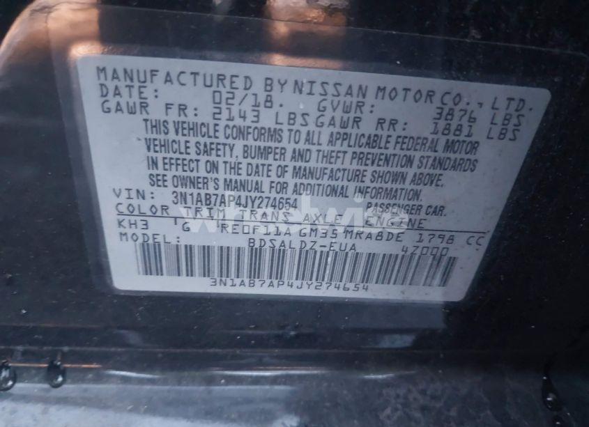 Photo 9 of 2018 Nissan Sentra SV (VIN 3N1AB7AP4JY274654)