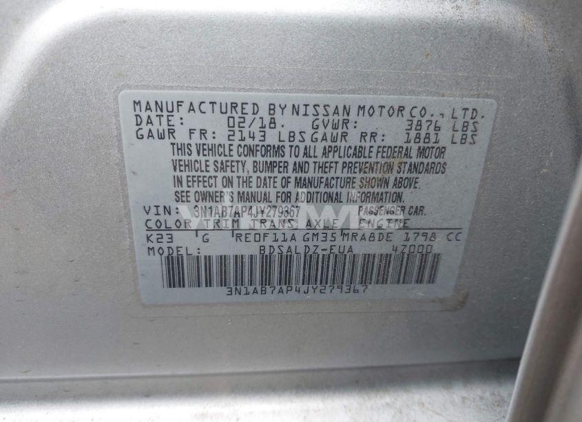 Photo 9 of 2018 Nissan Sentra SV (VIN 3N1AB7AP4JY279367)