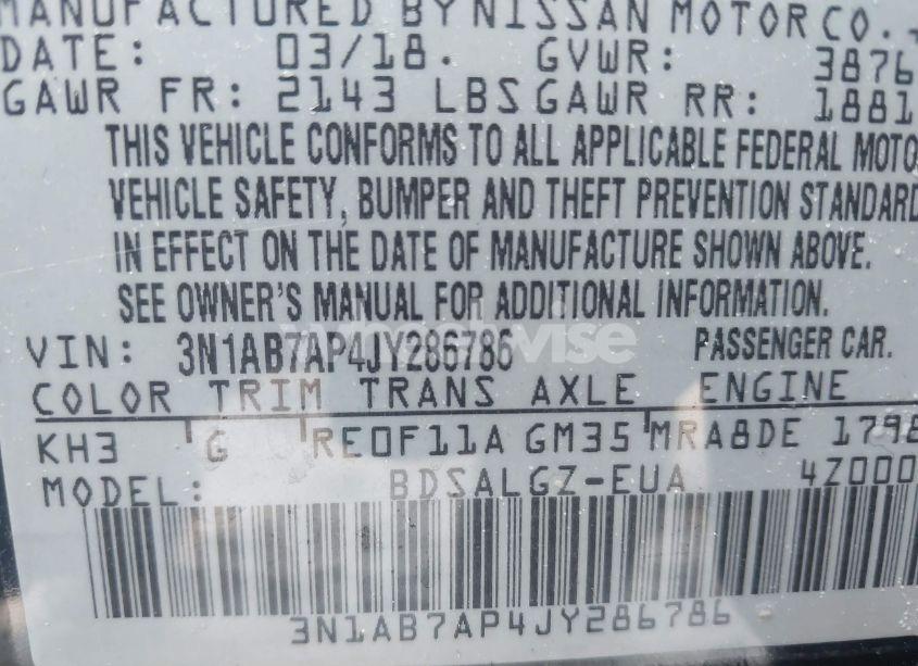 Photo 9 of 2018 Nissan Sentra SL (VIN 3N1AB7AP4JY286786)