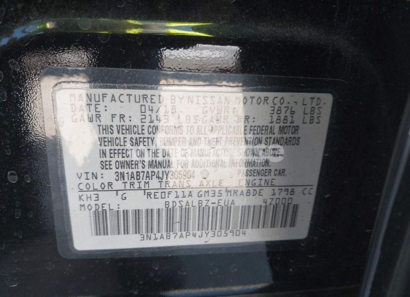 Photo 9 of 2018 Nissan Sentra S (VIN 3N1AB7AP4JY305904)