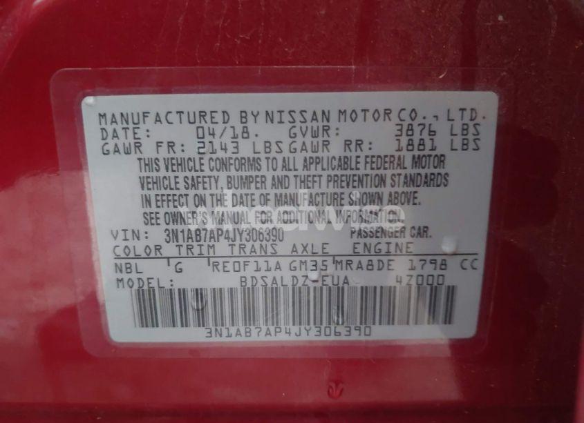 Photo 9 of 2018 Nissan Sentra SV (VIN 3N1AB7AP4JY306390)