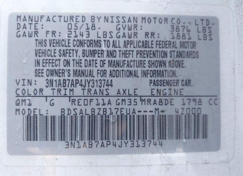 Photo 9 of 2018 Nissan Sentra S (VIN 3N1AB7AP4JY313744)