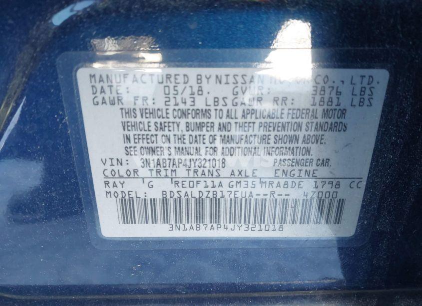 Photo 9 of 2018 Nissan Sentra SV (VIN 3N1AB7AP4JY321018)