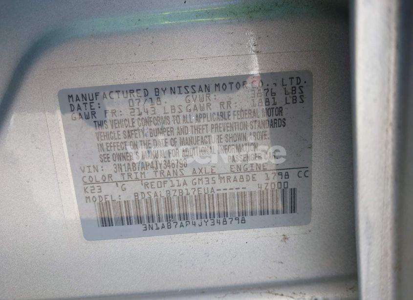 Photo 9 of 2018 Nissan Sentra S (VIN 3N1AB7AP4JY348798)