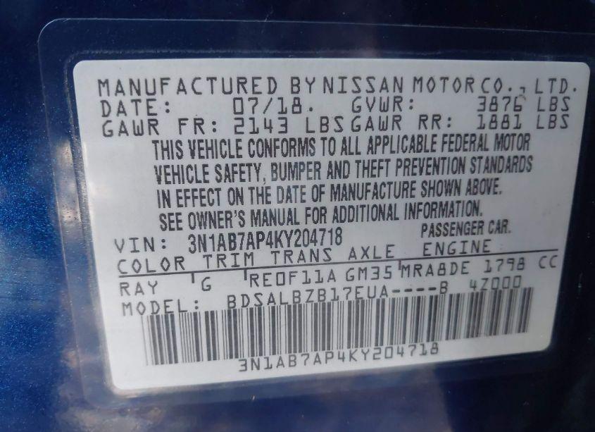 Photo 9 of 2019 Nissan Sentra S (VIN 3N1AB7AP4KY204718)