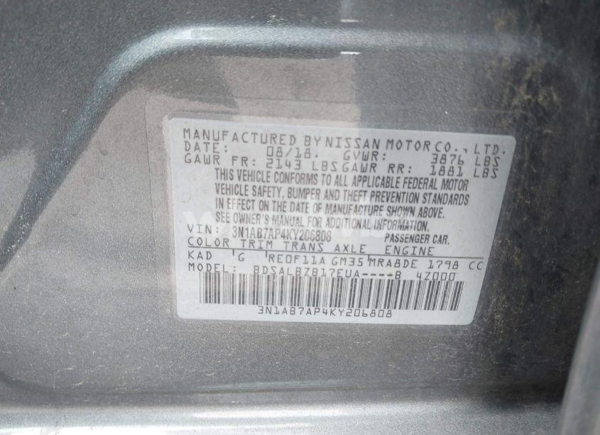 Photo 9 of 2019 Nissan Sentra S (VIN 3N1AB7AP4KY206808)