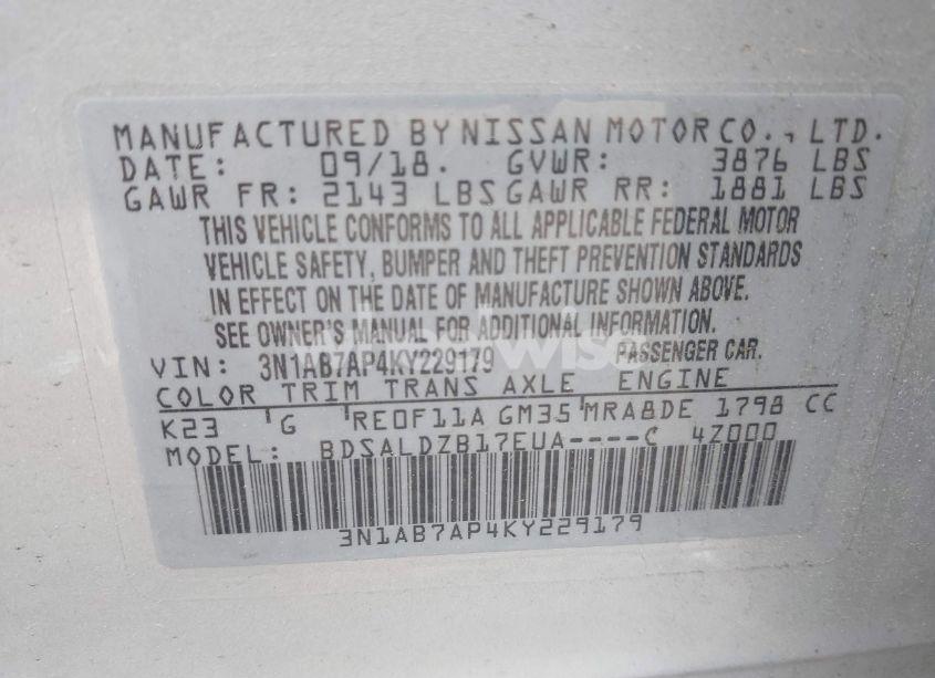 Photo 9 of 2019 Nissan Sentra SV (VIN 3N1AB7AP4KY229179)