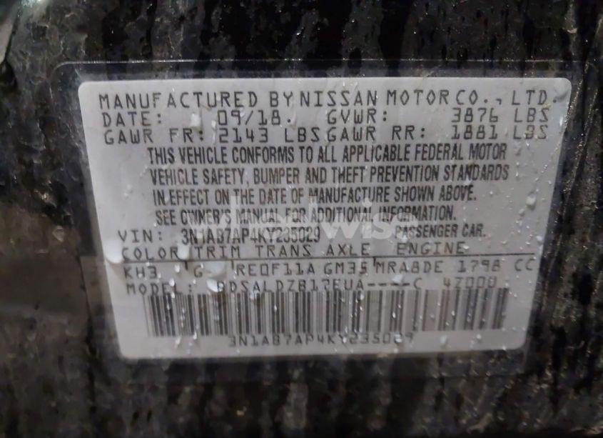 Photo 9 of 2019 Nissan Sentra (VIN 3N1AB7AP4KY235029)