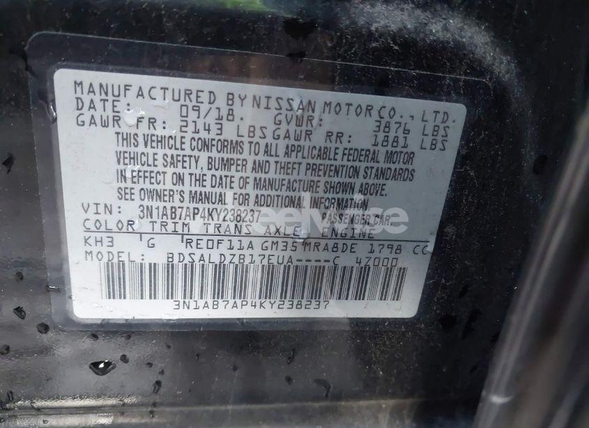 Photo 9 of 2019 Nissan Sentra SV (VIN 3N1AB7AP4KY238237)