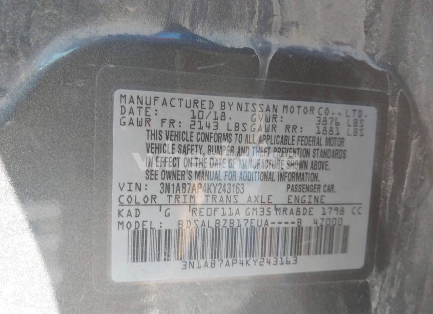 Photo 8 of 2019 Nissan Sentra S (VIN 3N1AB7AP4KY243163)