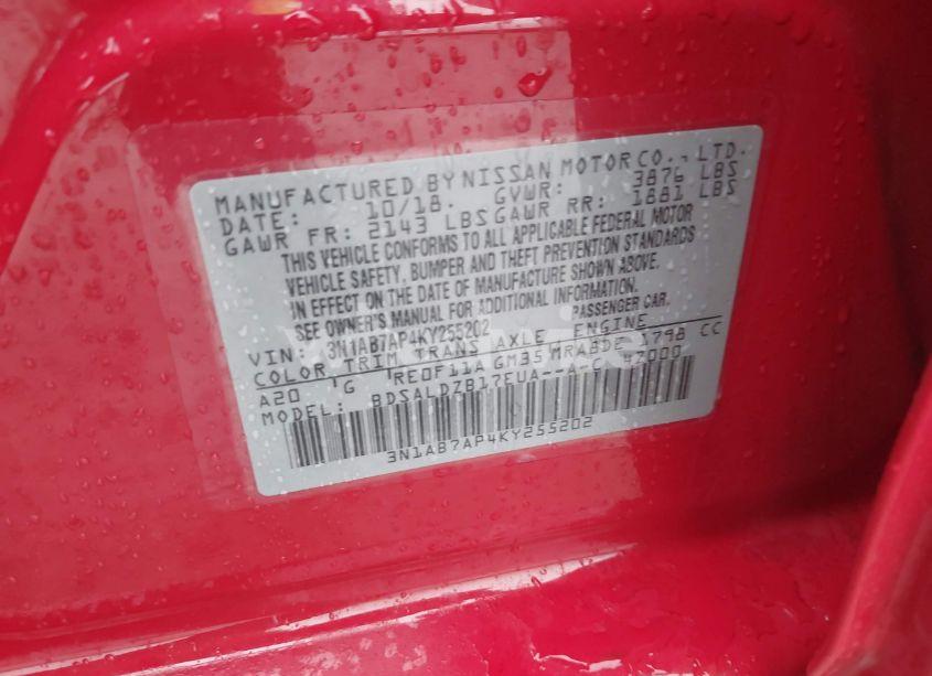 Photo 9 of 2019 Nissan Sentra SV (VIN 3N1AB7AP4KY255202)