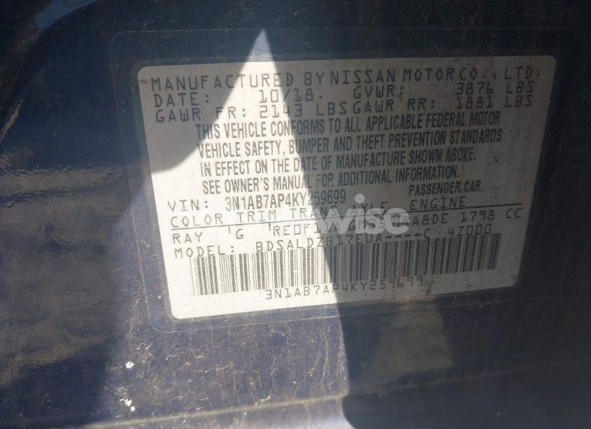 Photo 9 of 2019 Nissan Sentra SV (VIN 3N1AB7AP4KY259699)