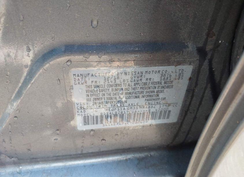 Photo 9 of 2019 Nissan Sentra S (VIN 3N1AB7AP4KY282674)