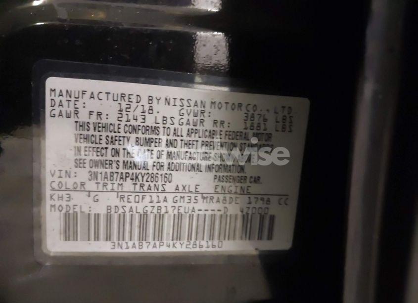 Photo 9 of 2019 Nissan Sentra SL (VIN 3N1AB7AP4KY286160)