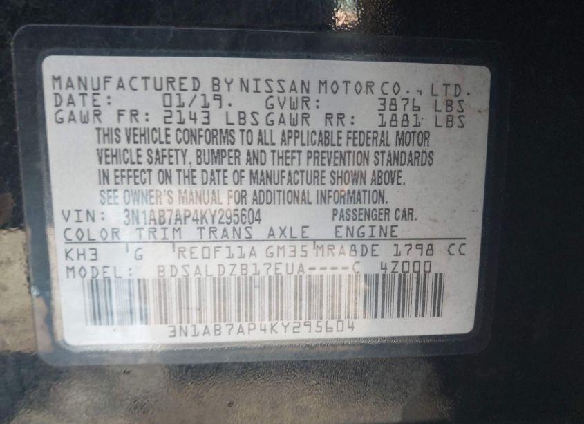 Photo 9 of 2019 Nissan Sentra SV (VIN 3N1AB7AP4KY295604)