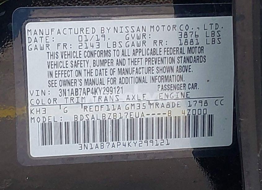 Photo 9 of 2019 Nissan Sentra S (VIN 3N1AB7AP4KY299121)