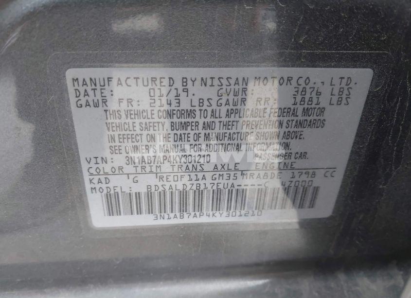 Photo 9 of 2019 Nissan Sentra SV (VIN 3N1AB7AP4KY301210)