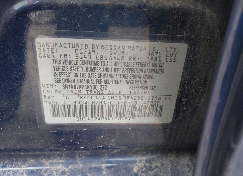 Photo 9 of 2019 Nissan Sentra S (VIN 3N1AB7AP4KY301272)