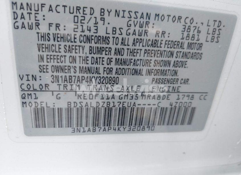 Photo 9 of 2019 Nissan Sentra SV (VIN 3N1AB7AP4KY320890)