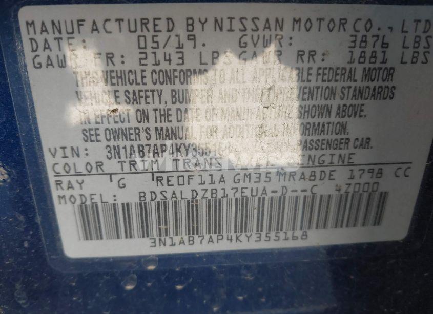 Photo 9 of 2019 Nissan Sentra SV (VIN 3N1AB7AP4KY355168)