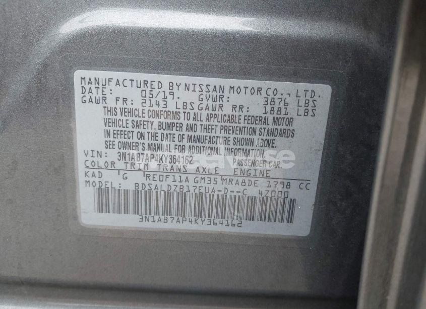 Photo 9 of 2019 Nissan Sentra SV (VIN 3N1AB7AP4KY364162)