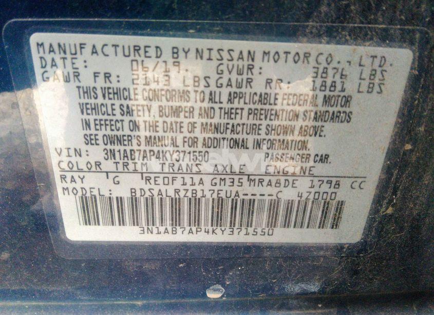 Photo 9 of 2019 Nissan Sentra SR (VIN 3N1AB7AP4KY371550)