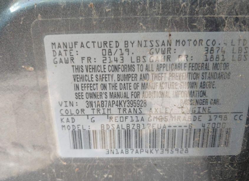 Photo 9 of 2019 Nissan Sentra S (VIN 3N1AB7AP4KY395928)