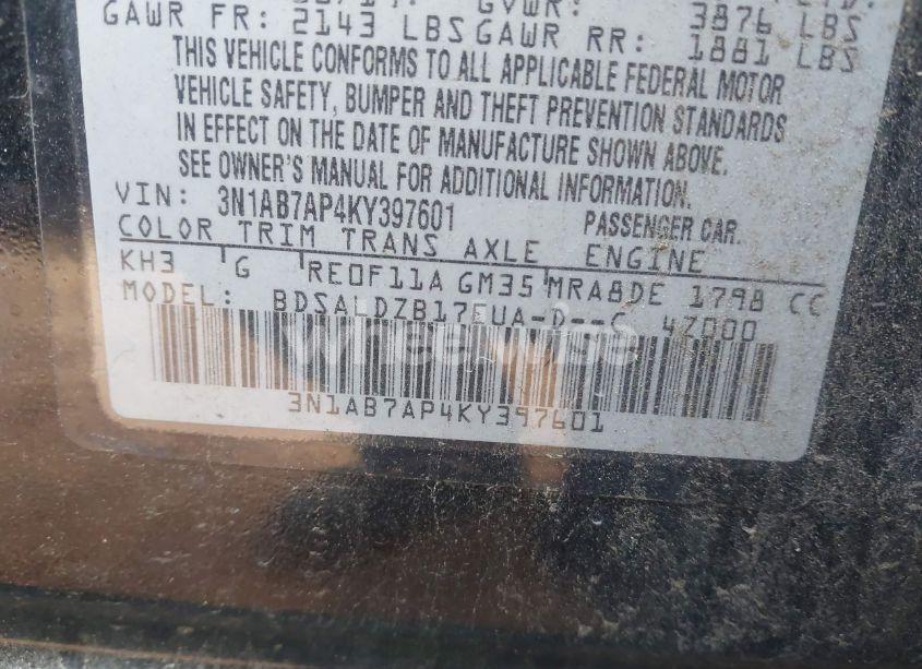 Photo 9 of 2019 Nissan Sentra SV (VIN 3N1AB7AP4KY397601)