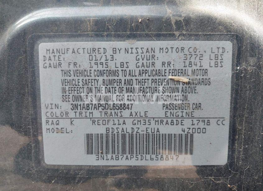 Photo 9 of 2013 Nissan Sentra SV (VIN 3N1AB7AP5DL658847)