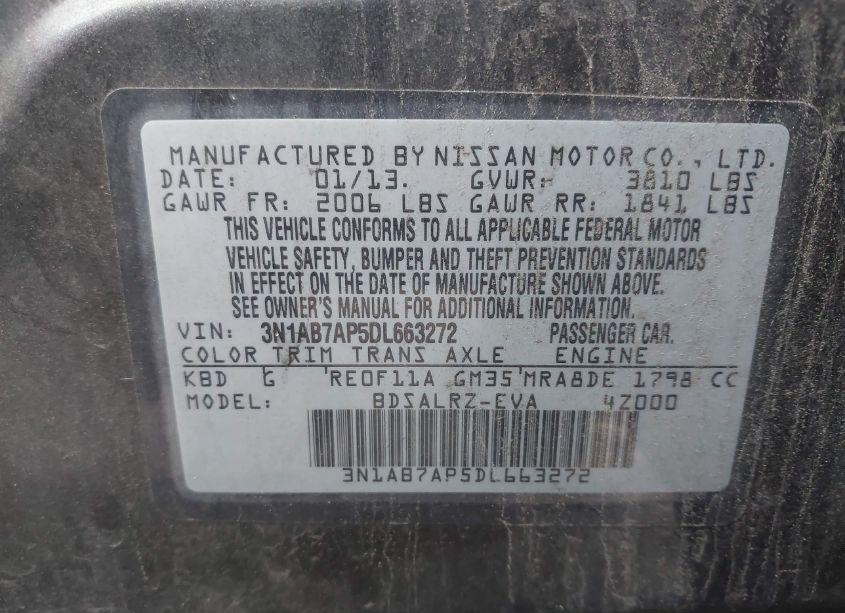 Photo 9 of 2013 Nissan Sentra SR (VIN 3N1AB7AP5DL663272)