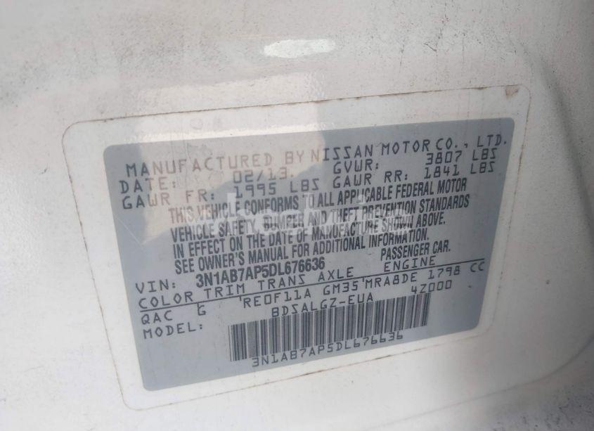 Photo 9 of 2013 Nissan Sentra SL (VIN 3N1AB7AP5DL676636)