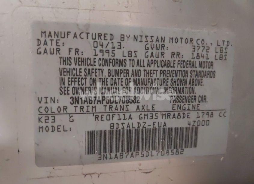 Photo 9 of 2013 Nissan Sentra SV (VIN 3N1AB7AP5DL708582)