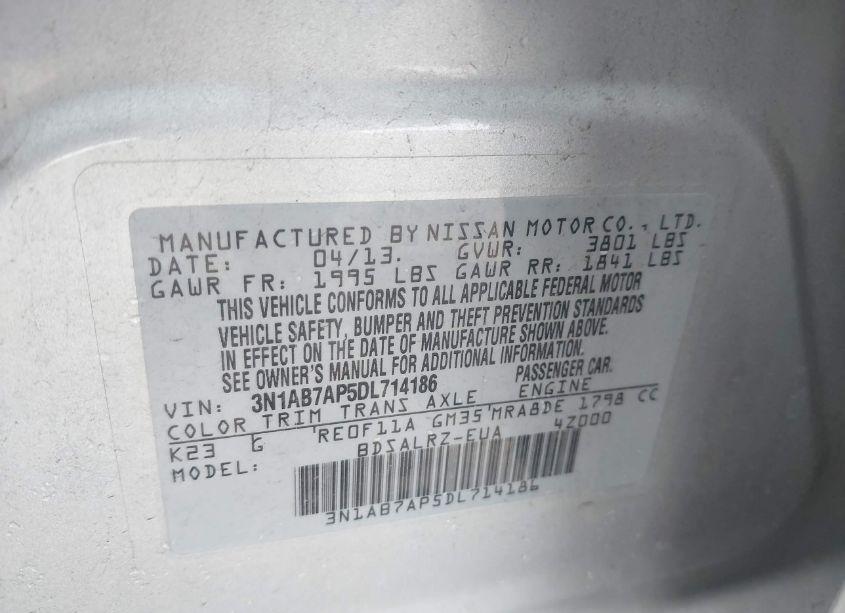 Photo 9 of 2013 Nissan Sentra SR (VIN 3N1AB7AP5DL714186)