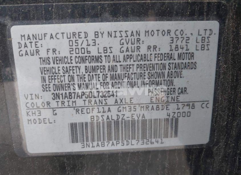 Photo 9 of 2013 Nissan Sentra SV (VIN 3N1AB7AP5DL732641)