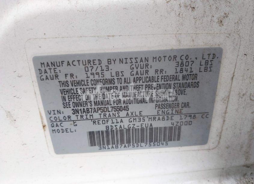 Photo 9 of 2013 Nissan Sentra SL (VIN 3N1AB7AP5DL755045)