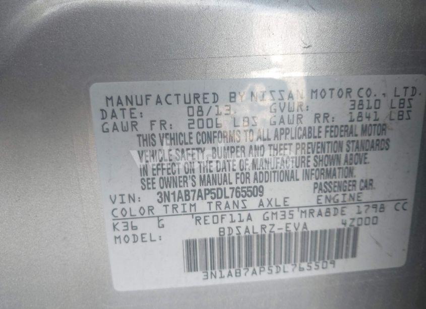 Photo 9 of 2013 Nissan Sentra SR (VIN 3N1AB7AP5DL765509)