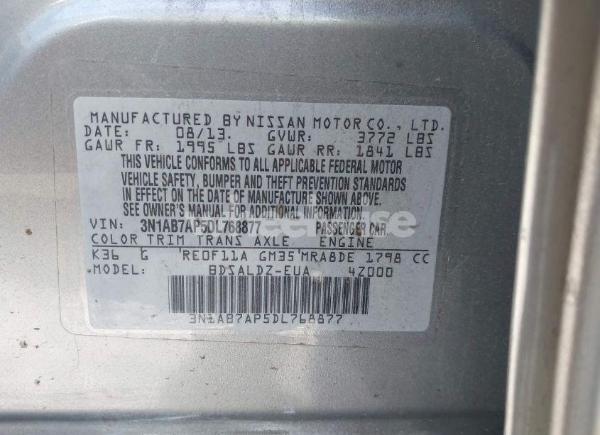 Photo 9 of 2013 Nissan Sentra SV (VIN 3N1AB7AP5DL768877)