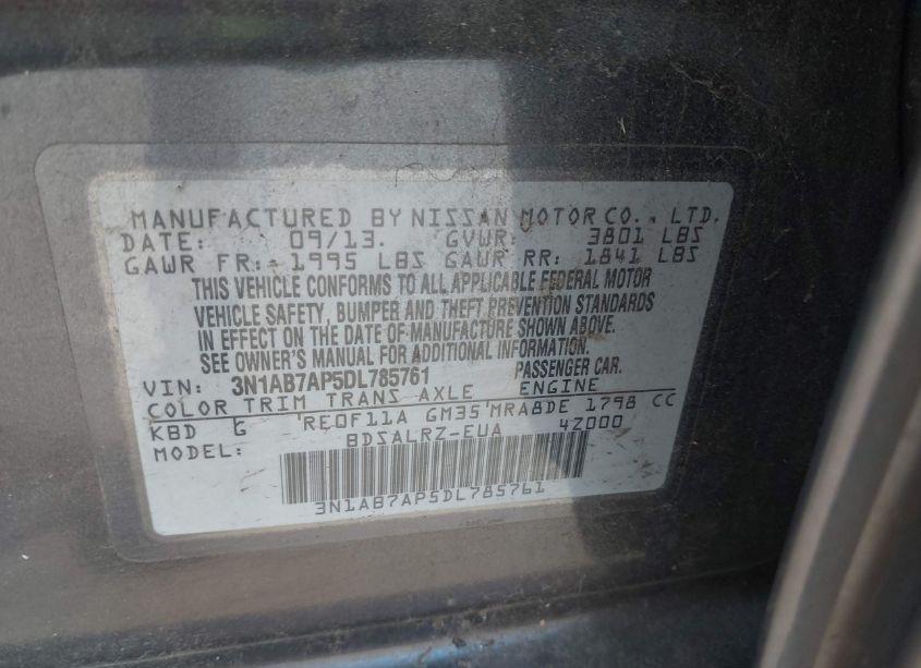 Photo 9 of 2013 Nissan Sentra SR (VIN 3N1AB7AP5DL785761)