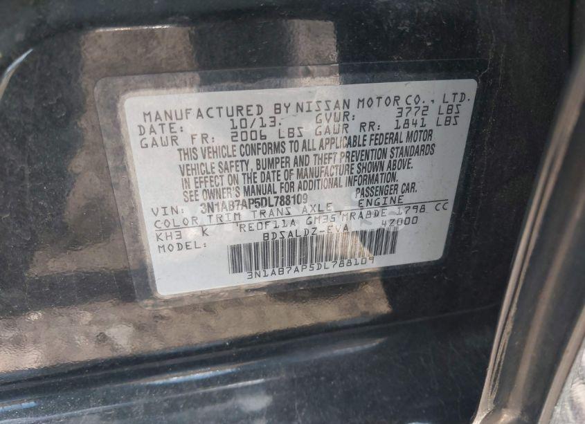 Photo 9 of 2013 Nissan Sentra SV (VIN 3N1AB7AP5DL788109)